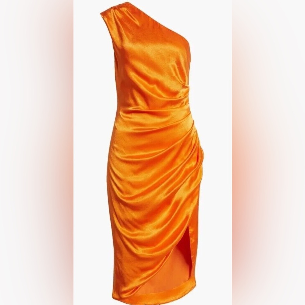 Elliatt Cassini Orange One Shoulder Midi Dress Size M - Picture 6 of 6